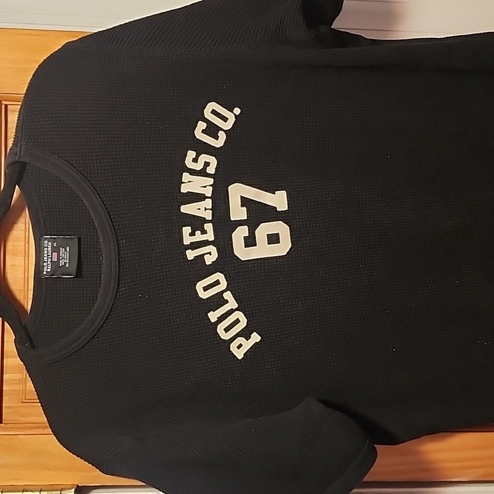 Polo Ralph Lauren thermal t-shirt XL Black with white Print